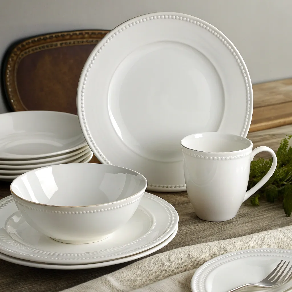 Classic white dinnerware with a polished finish